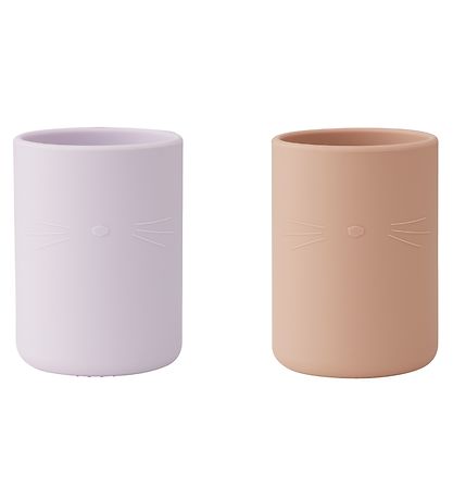 Liewood Becher - 2er-Pack - Silikon - Ethan - Katze - Light Lave