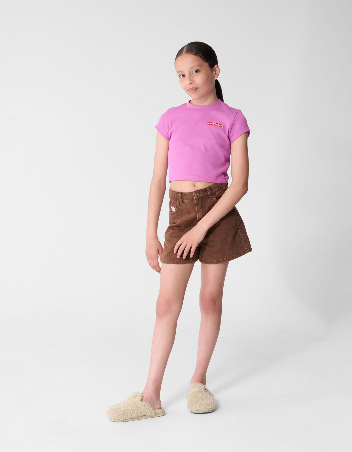 Rib Amour Crop Top Paars