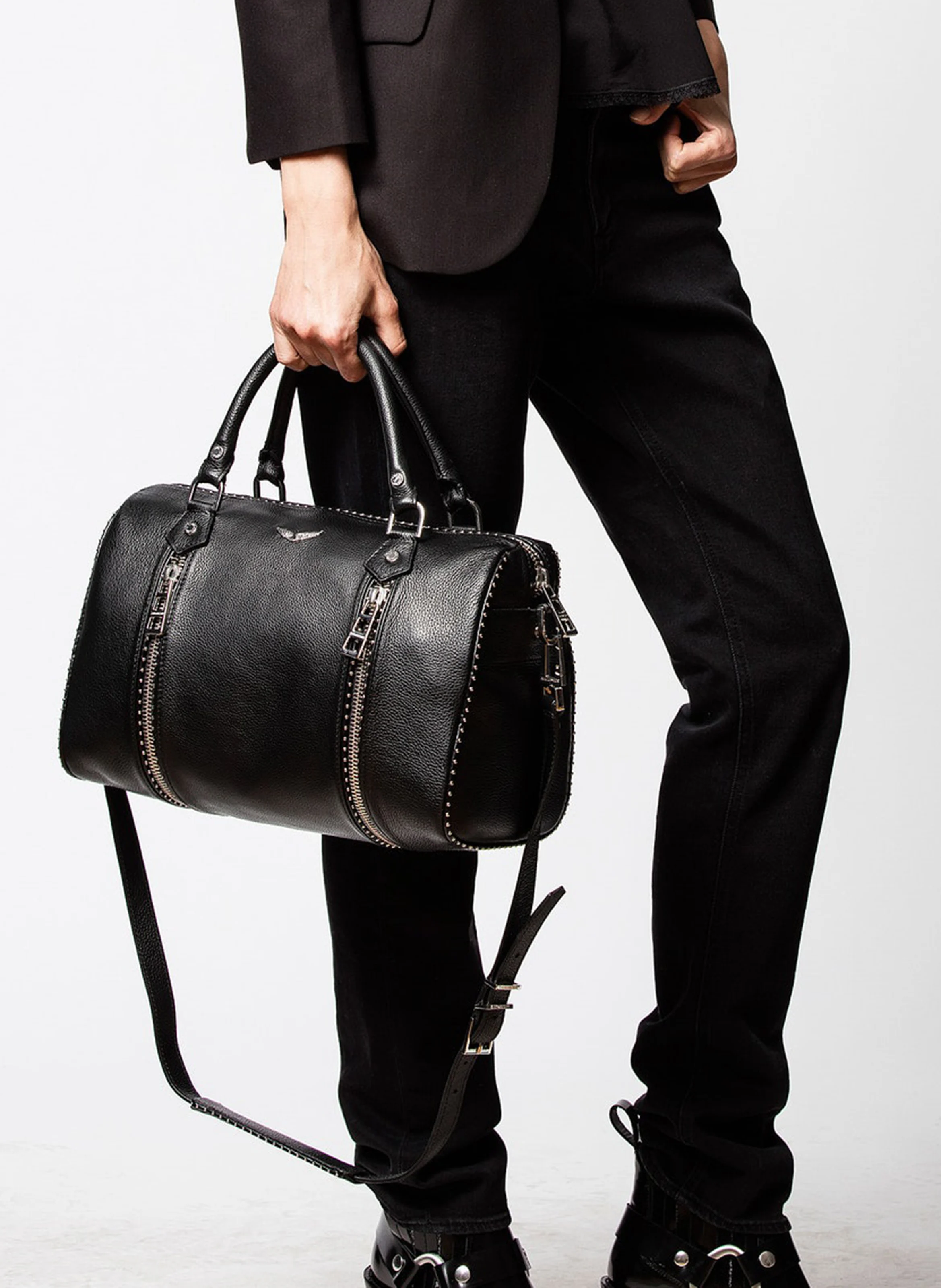 SUNNY MEDIUM - Sac clouté en cuir | Noir