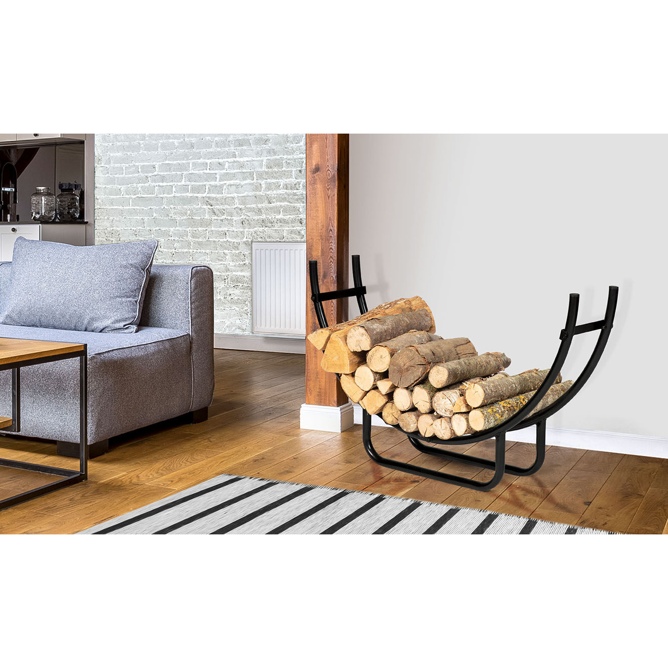 Idomya Porte-buche acier arche noir - 48x38.5x42 cm