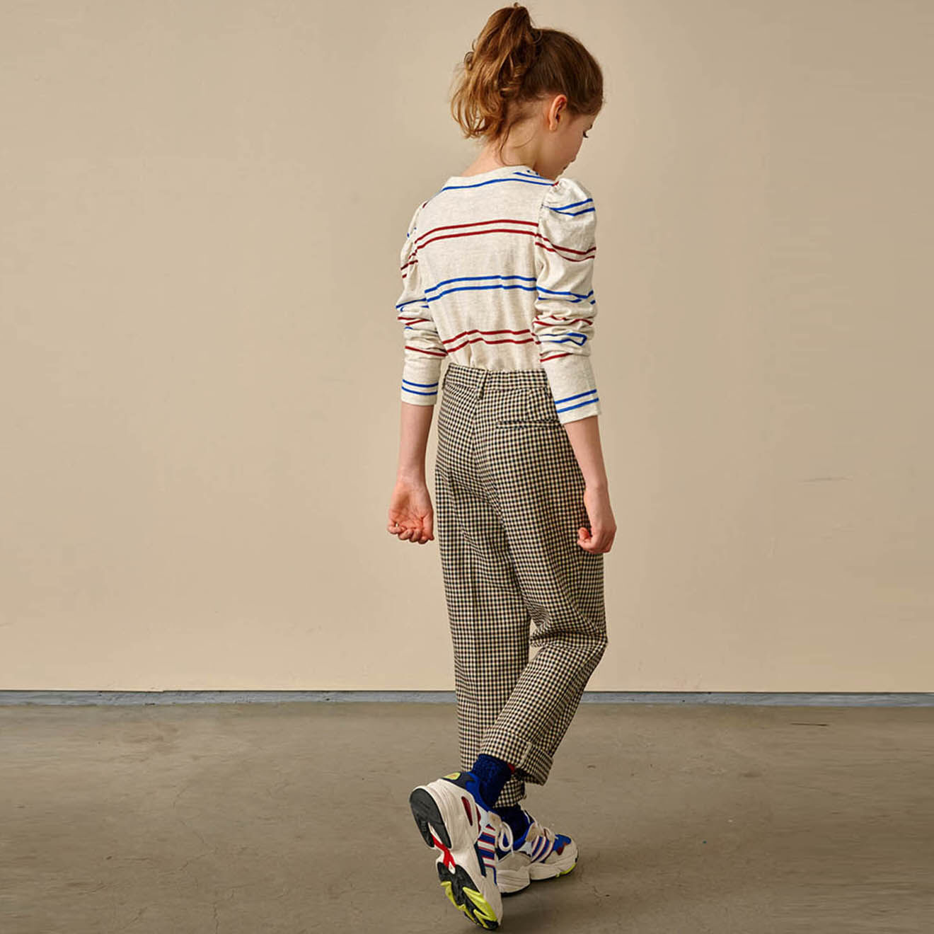 Bellerose Pantalon Phiby 7/8 ème à carreaux taupe