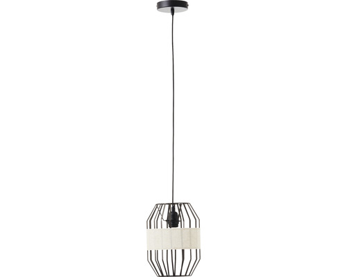 Hanglamp, 1-lichts, HxØ 120x23 cm, zwart/naturel