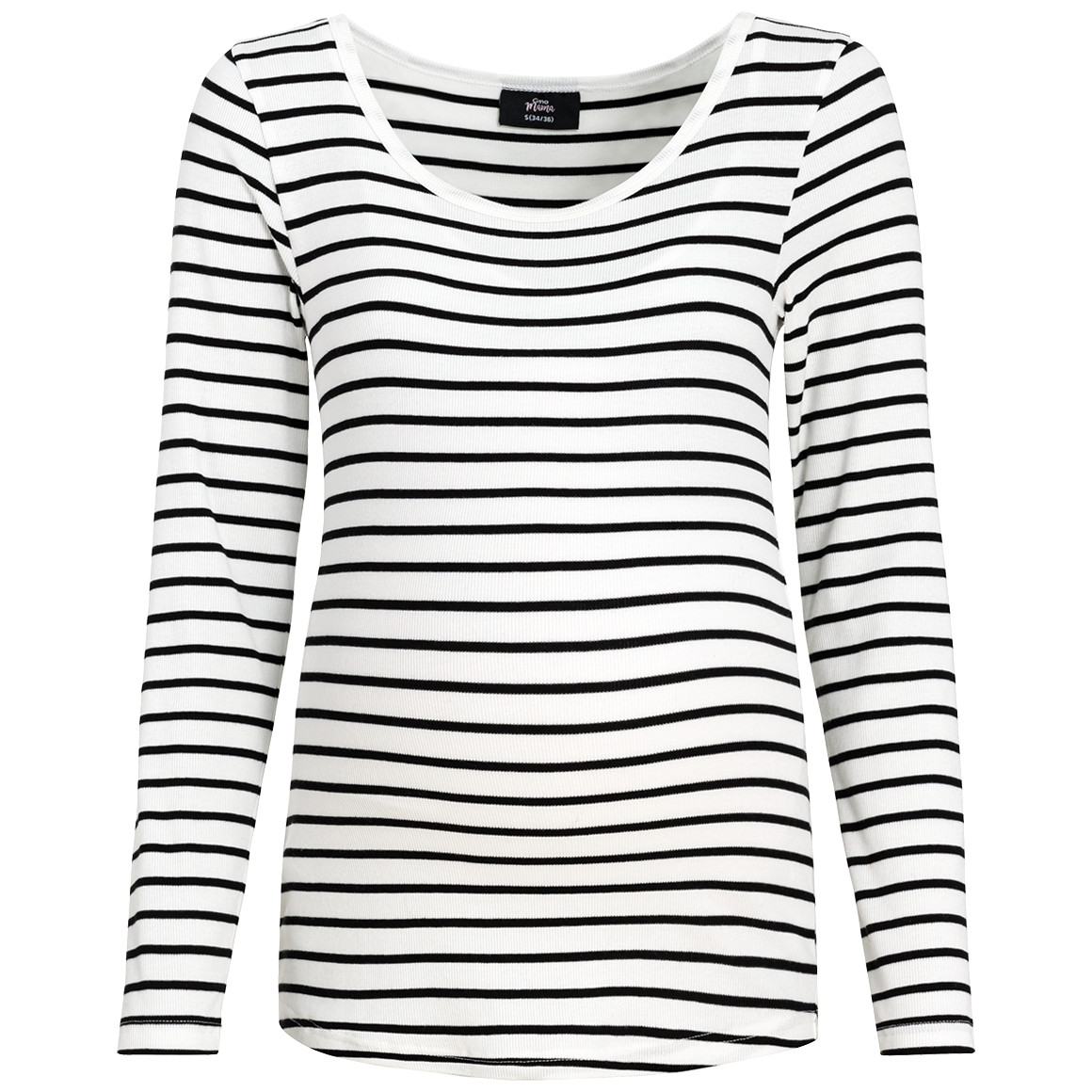 Gina Mama Damen Umstands-Langarmshirt im Ringel-Look weiss / schwarz