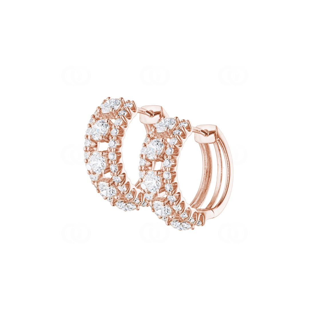 2.02 Karat Diamant-Kreolen 750/18 K Roségold Ø 16mm