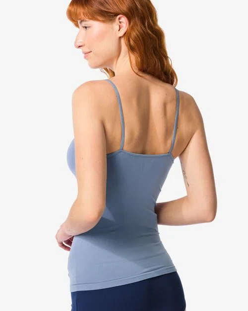 débardeur femme sans coutures en micro bleu moyen