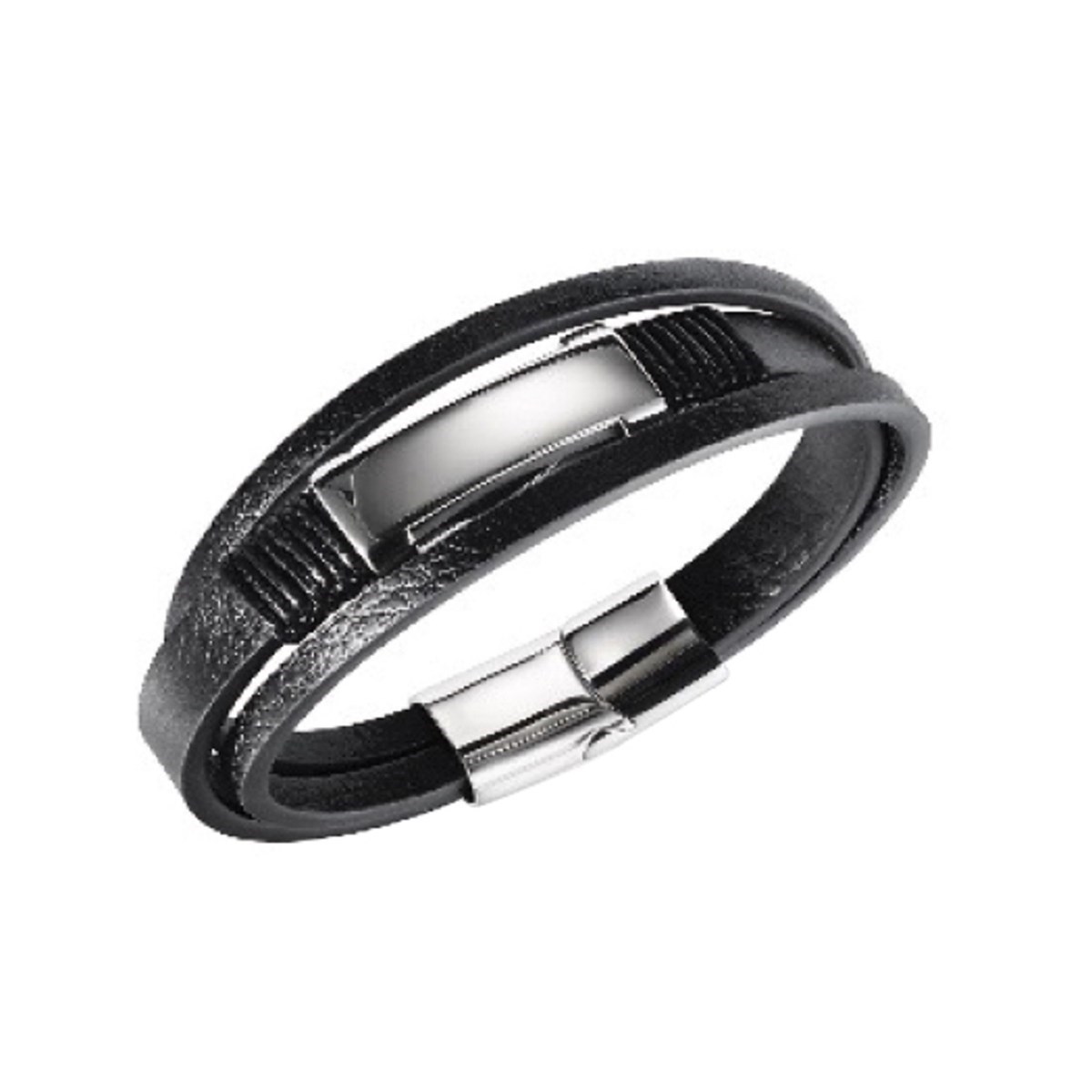 Bracelet Triple rangs avec plaque acier PAUL