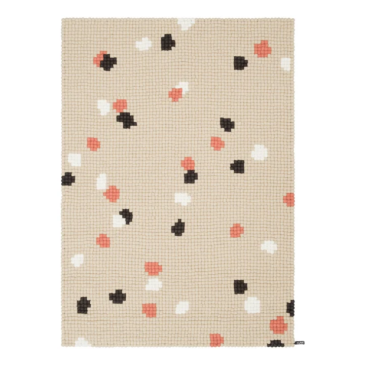 myfelt - Terra Sand Filzkugelteppich, 180 x 260 cm, beige / weiss / coral / anthrazit