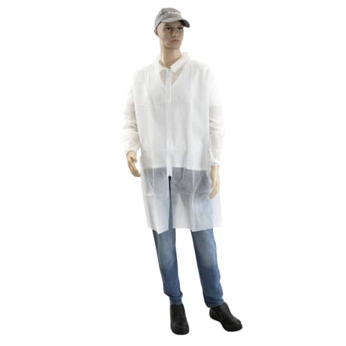 Blouse PLP 40 g/m² coloris blanc zip col chemise élastiques poignets