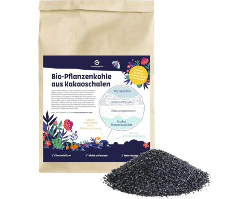 Biologische plantaardige houtskool van cacaodoppen, Wundergarten 50 L voor compostering, Terra Preta & bodemverbetering