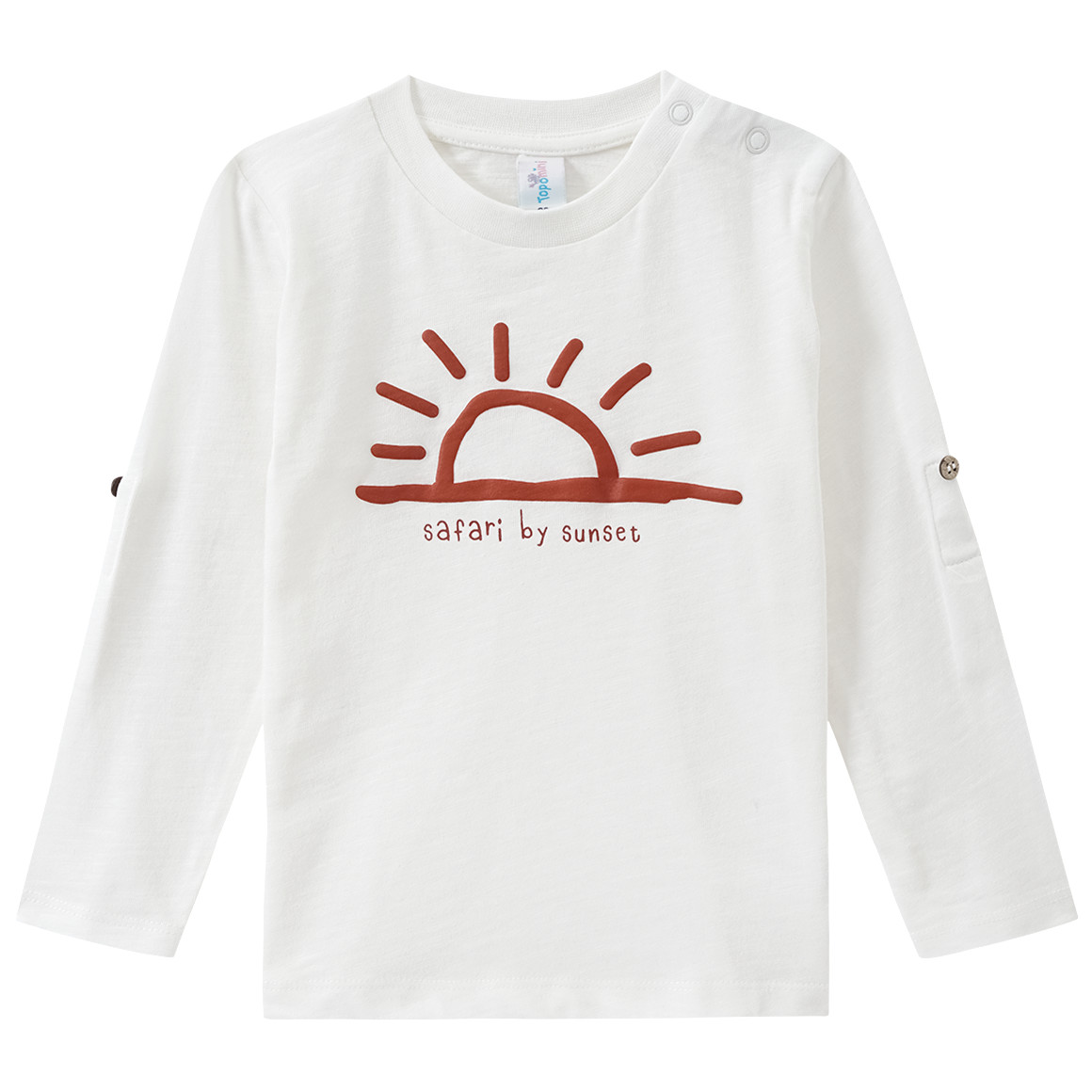 Topomini Baby Langarmshirt mit gummiertem Print weiss