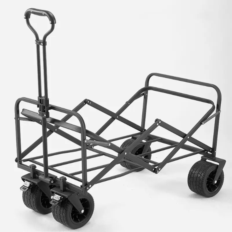 (150L) Faltbarer Leiterwagen Outdoor Bollerwagen Transporthilfe für Camping   Festivals - Braun / Orange