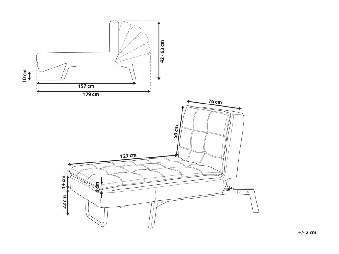 Chaise longue en velours bleu sarcelle LOIRET