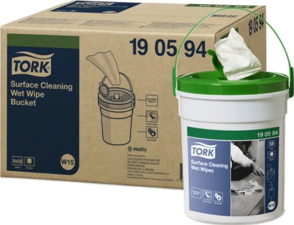 Overfladerengøring Tork Wet Wipes til overflader - spand med 58 klude - (4 stk.)