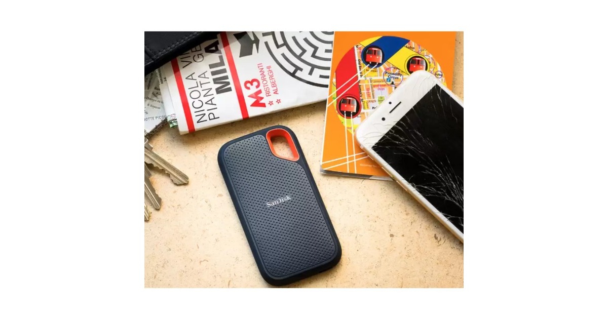 SanDiskExtreme Portable V2, 4 TB externe SSD  (Zwart/oranje, SDSSDE61-4T00-G25, USB-C)