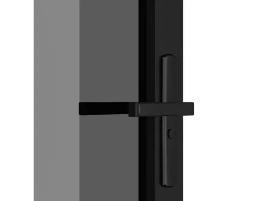 Porte intérieure 83x201,5 cm Noir Verre ESG et aluminium