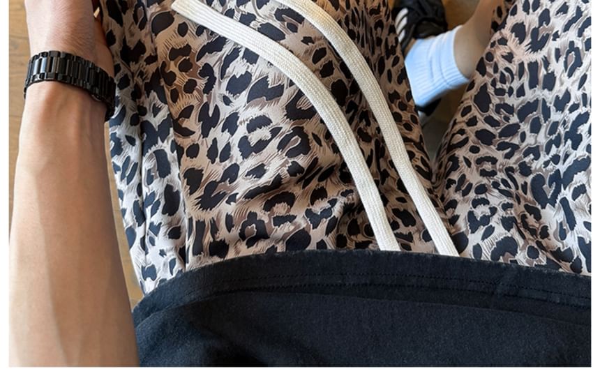 AXEN - Shorts met luipaardprint en trekkoord in de taille