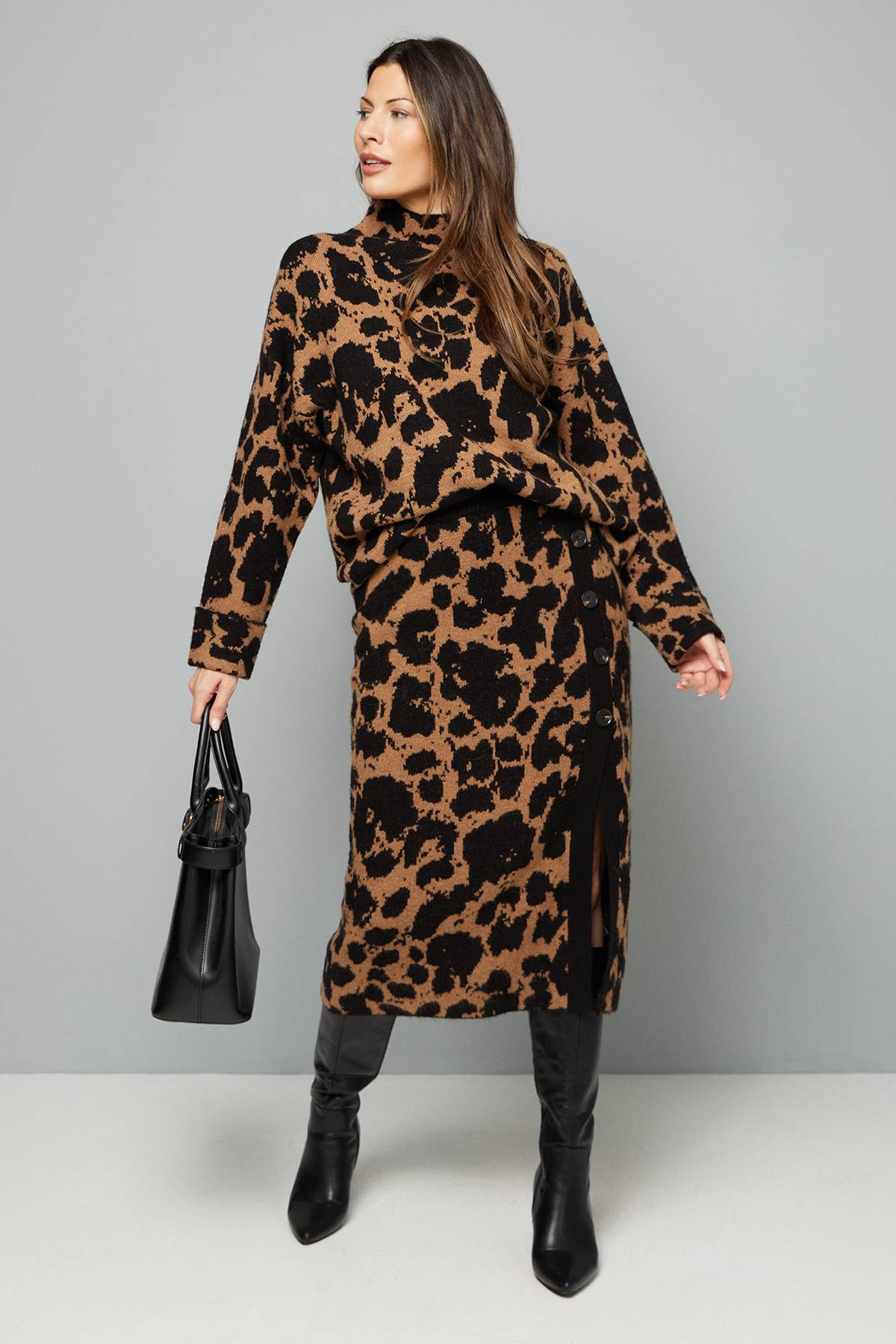 Wallis synthétiquell Jacquard Léopard Oversize Coordonné