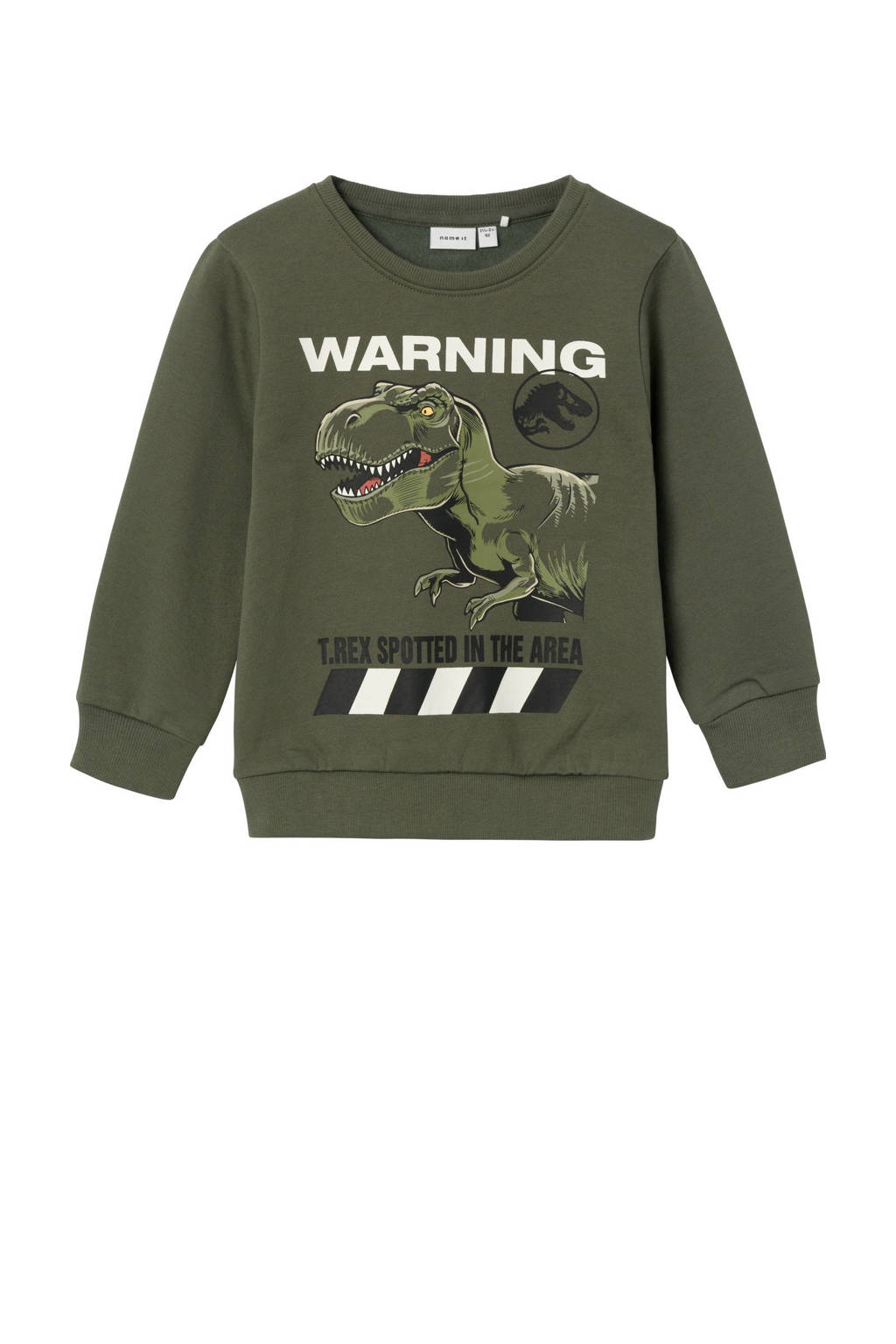 NAME IT sweater NMMNAT met printopdruk donkergroen