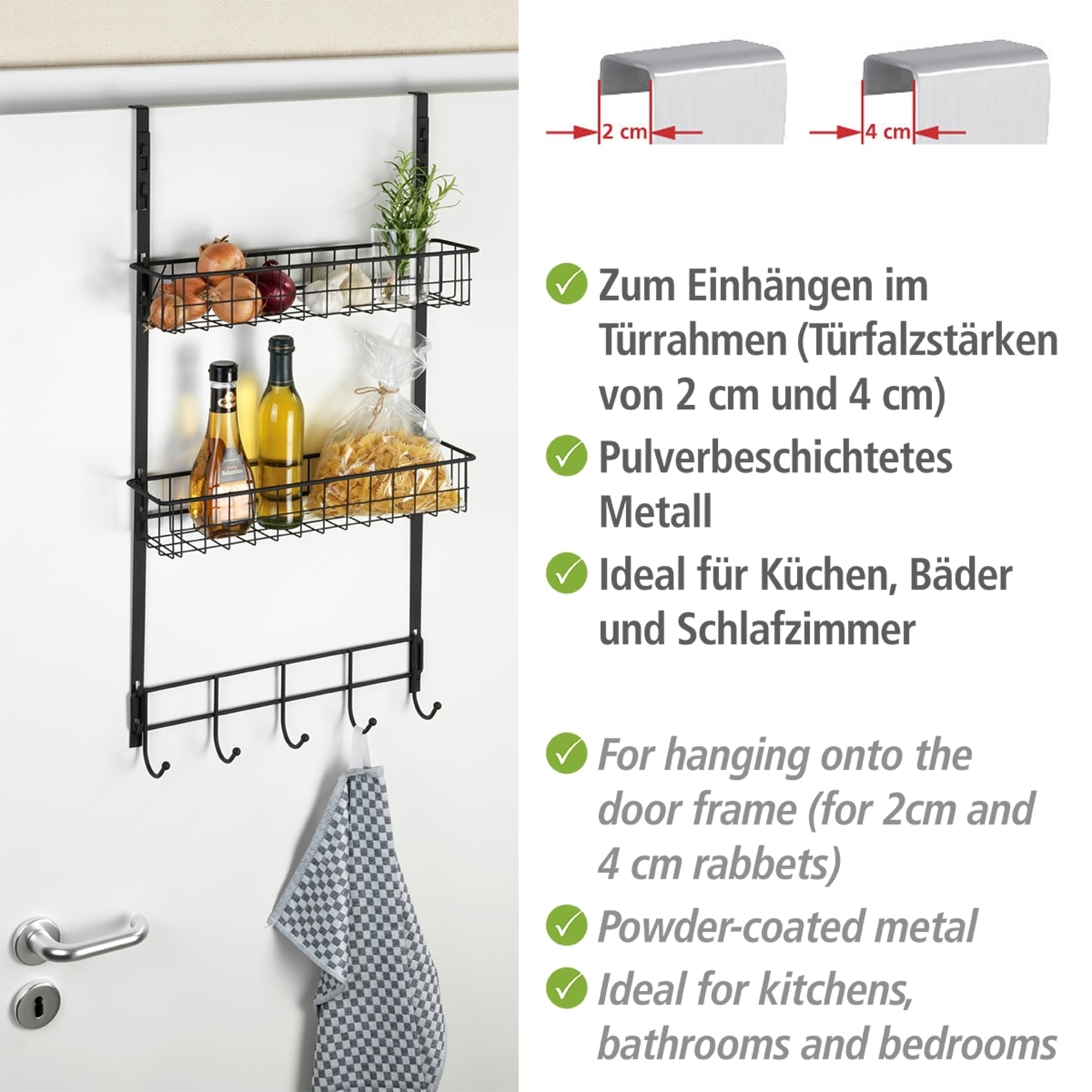 WENKO Türregal zum Einhängen für Bad & Küche, zusätzlicher Stauraum, Industrial Style