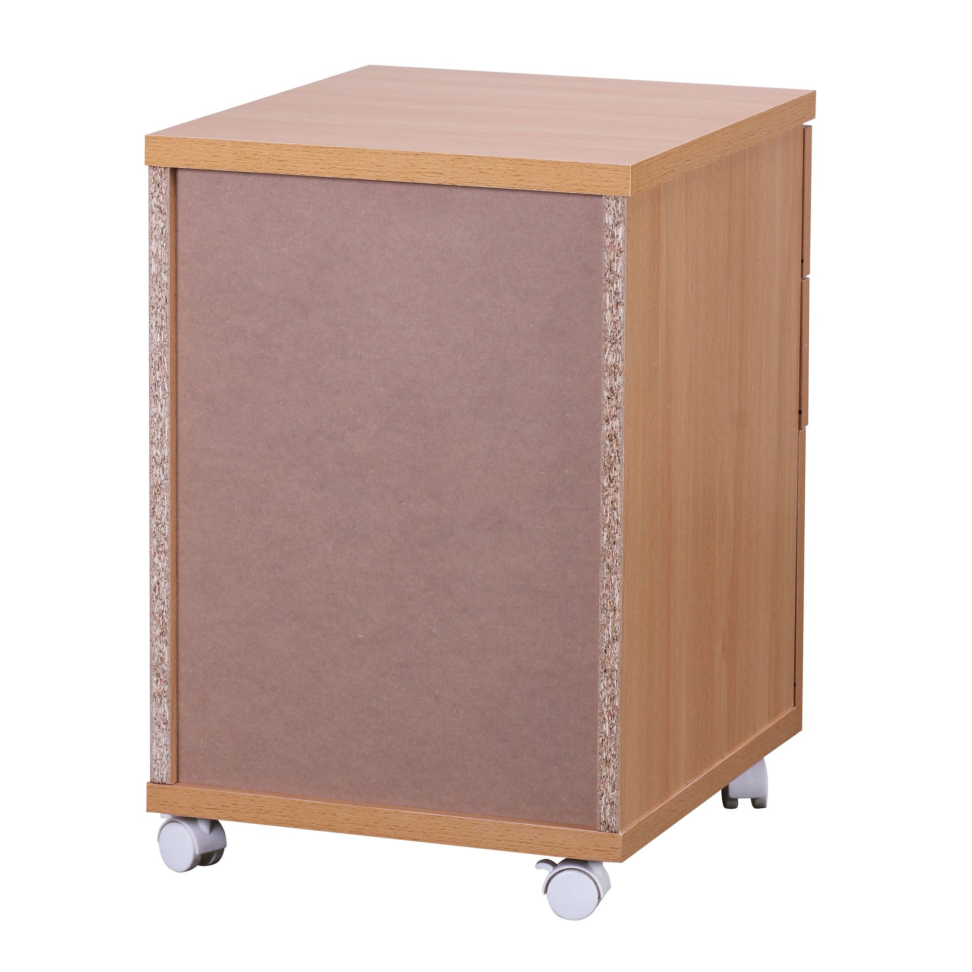 Rollcontainer Rollwagen Rollschrank Büro Container Schubladen Schrank Buche
