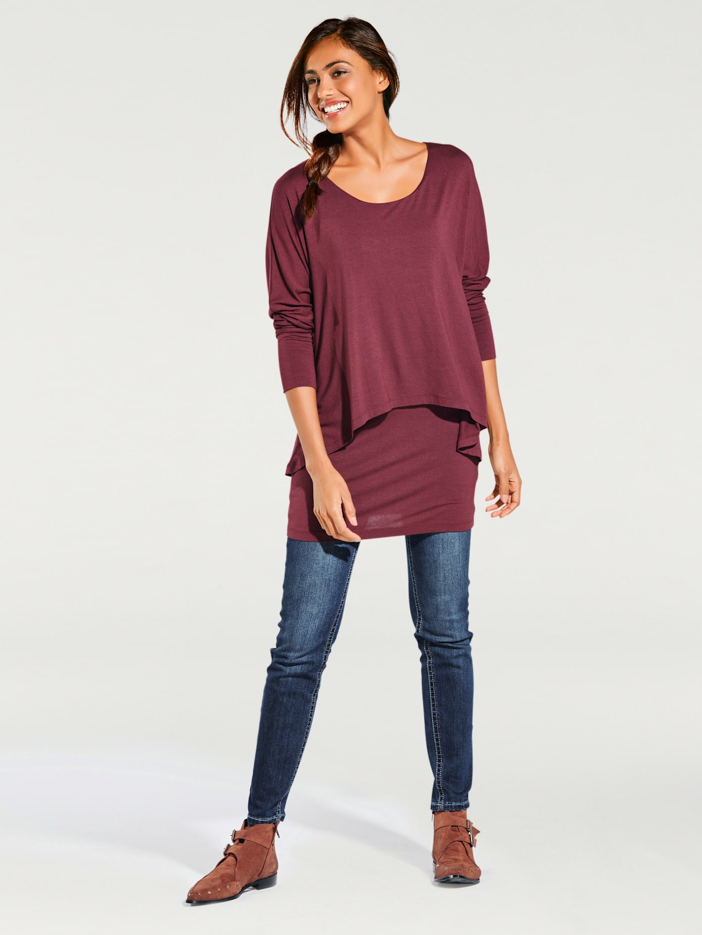 T-shirt à encolure ronde look décontracté tendance, manches chauve-souris