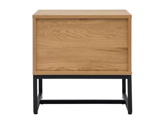 Table de chevet avec rangements 2 tiroirs finition bois clair chêne et métal noir L50 cm LOVATO