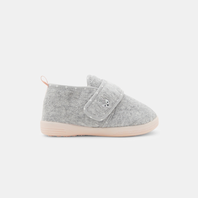 Chausson bottillon fourré gris bébé fille