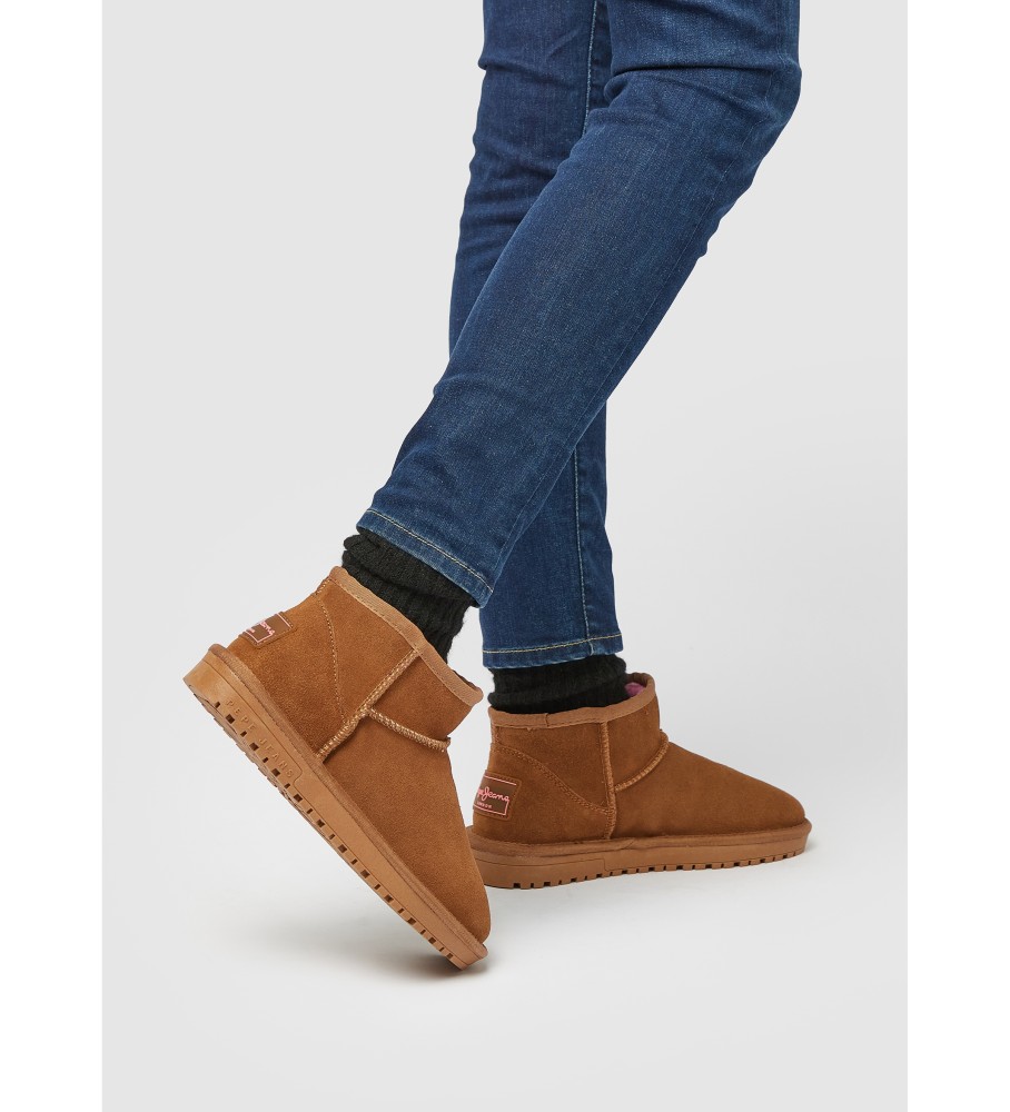 Botas de tornozelo de couro marrom engraçadas com a frase 
