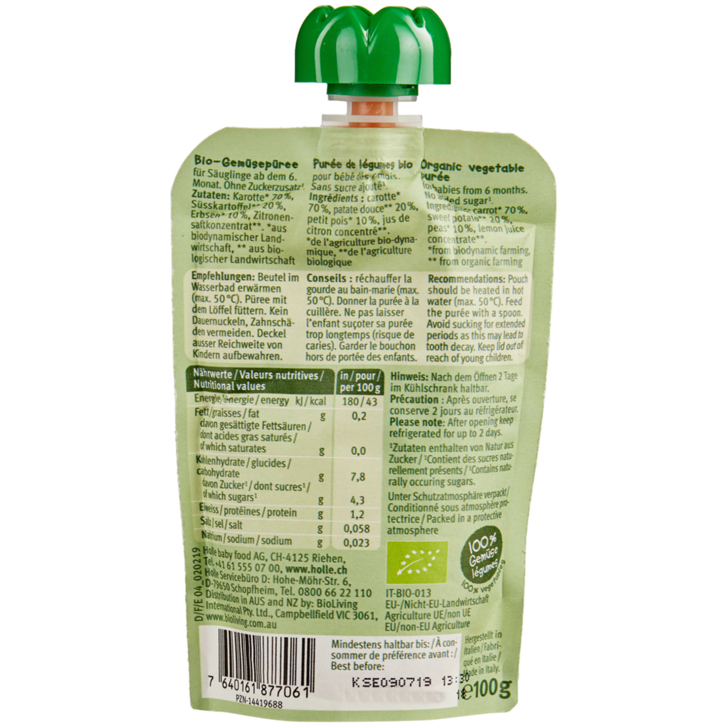 Holle Demeter Bio Veggie Bunny Pouchy 6+ Monate