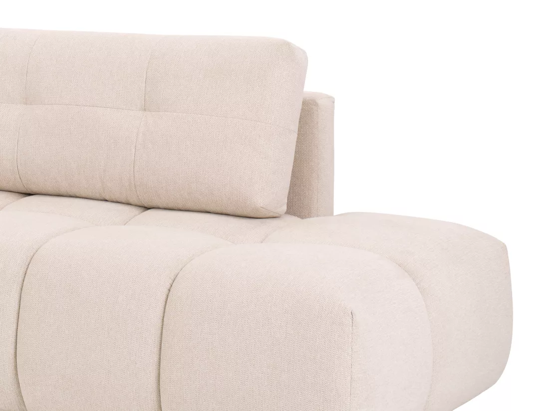Canapé d'angle gauche convertible en tissu texturé beige TRIMALDI