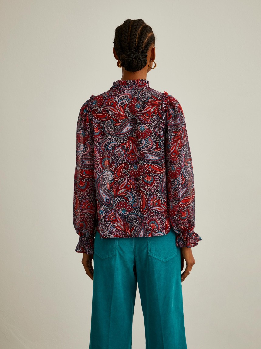 Blusa semitransparente com padrão cornucópias