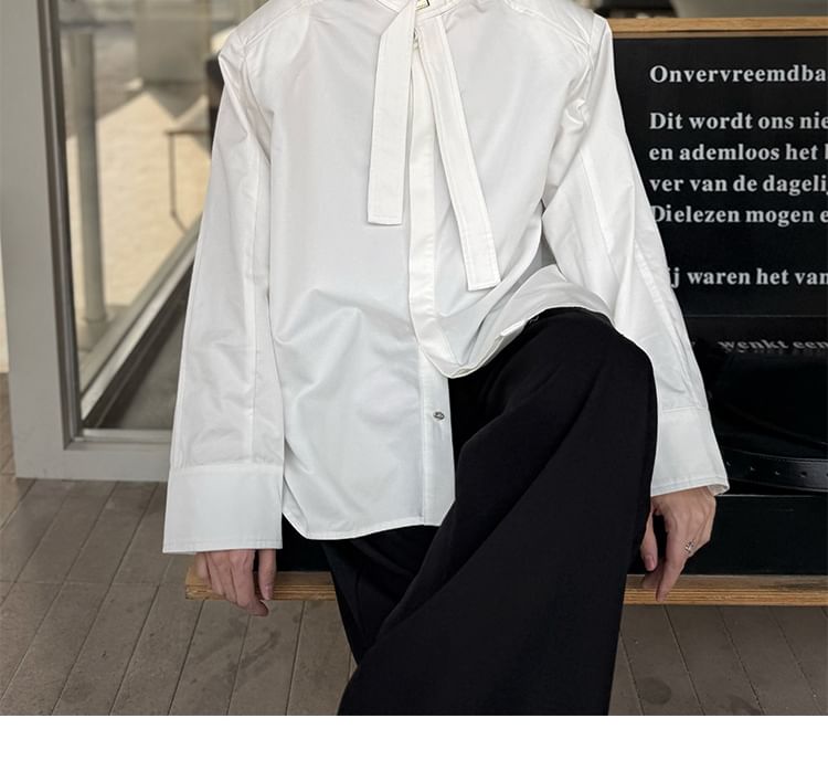 Omozando - Oversized overhemd met lange mouwen en opstaande kraag