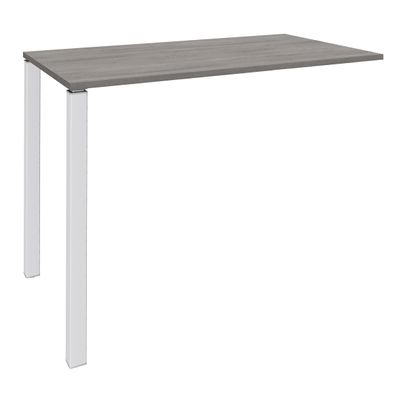 Table Lounge - L120xH105xP60 cm - 2 Pieds blancs - plateau imitation chêne gris