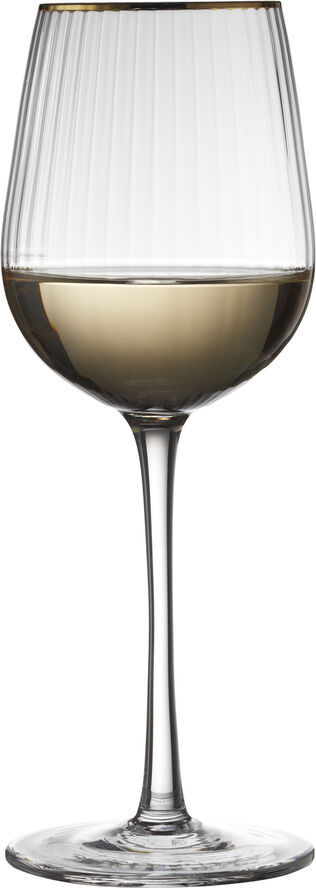 Lyngby Glas Hvidvinsglas Palermo Gold 30 cl 4 stk. Klar med guldkant
