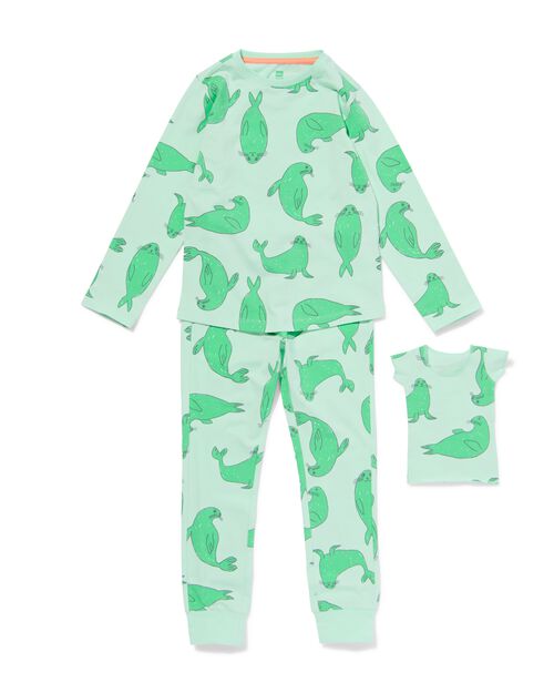 pyjama en coton extensible avec otarie et pyjama pour doudous pour enfant vert clair