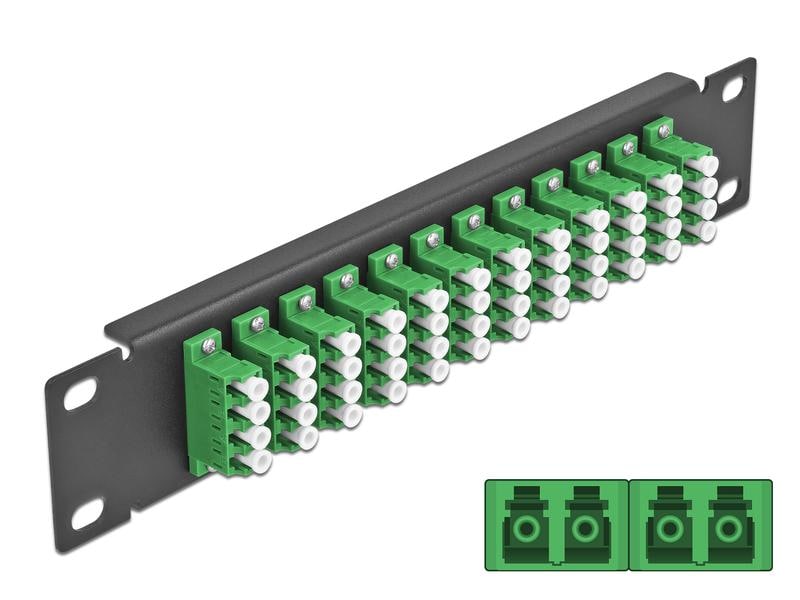 Delock Verteilerplatte 10″ LWL Patchpanel 12 Port LC Quad s 10″ LWL Patchpanel 12 Port LC Quad grün 1 HE schwarz