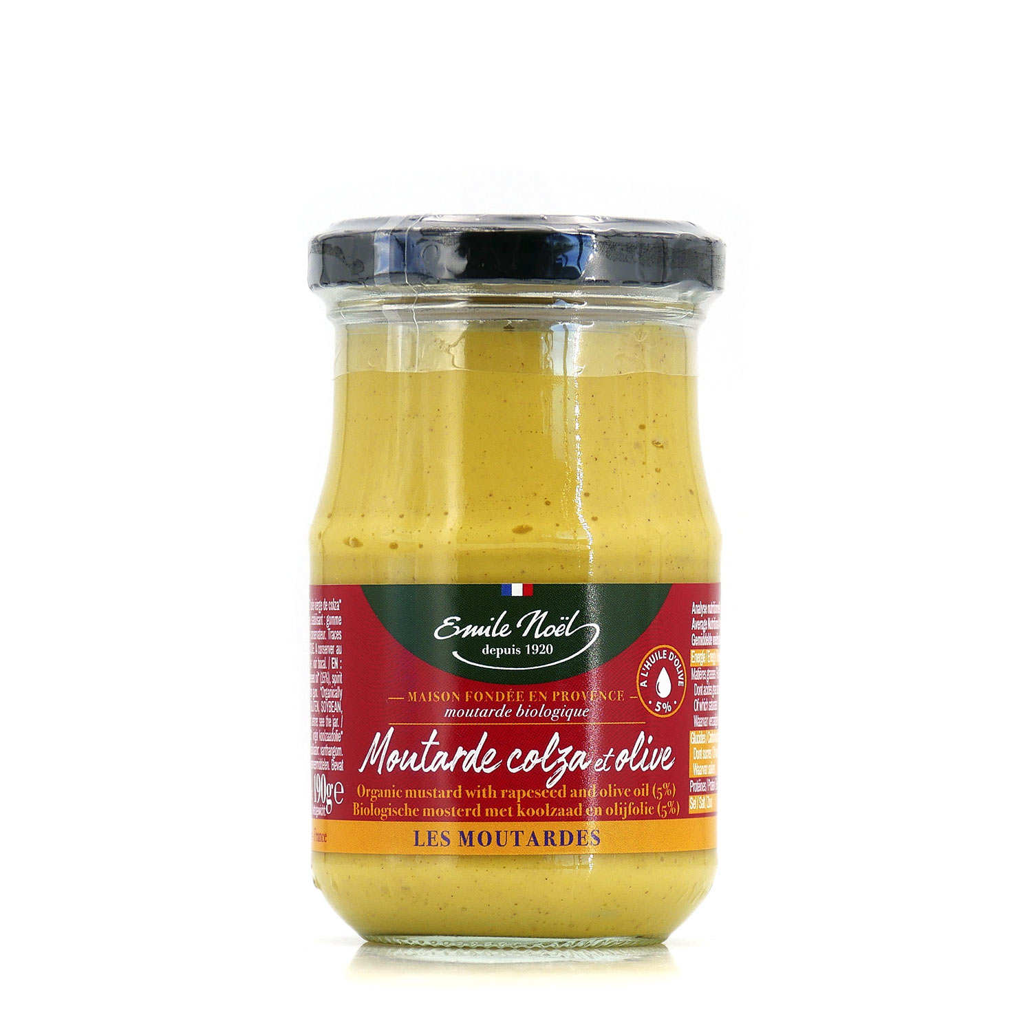 Moutarde mi-forte bio à l'huile de colza et d'olive - Emile Noel