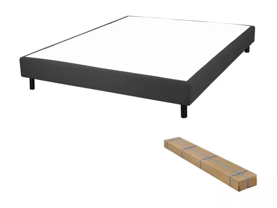 Sommier déco en Kit + pieds 140x190 - Newkit 40 lattes bois - Anthracite - H. 18 cm