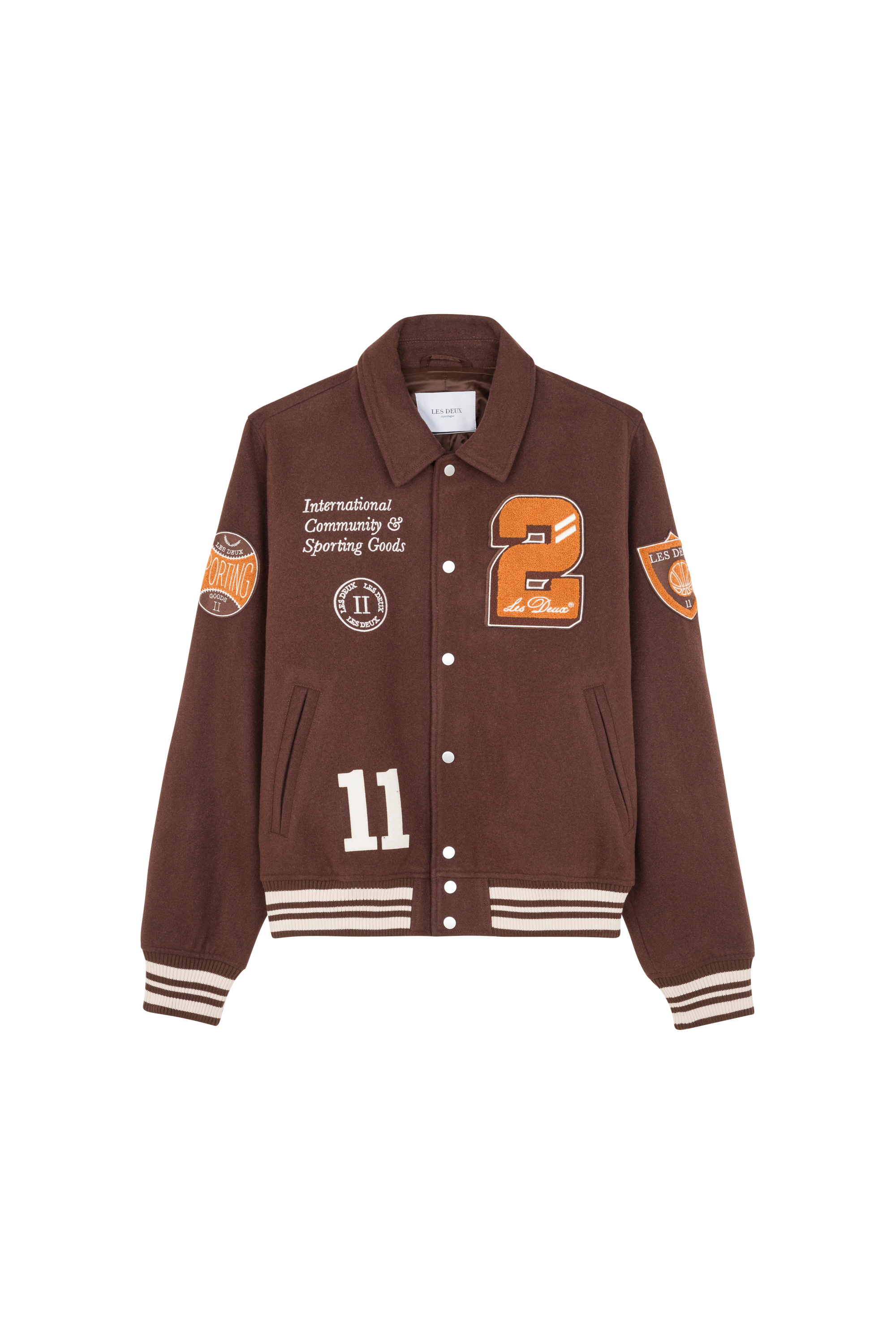LES DEUX Blouson Les Deux Varsity Wool Jacket 3.0 Marron