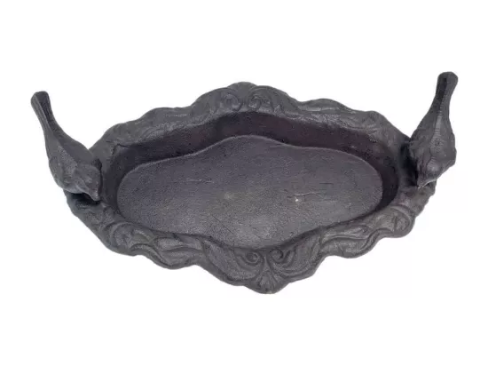 Mangeoire à oiseaux abreuvoir jardin en fonte marron 27.5cm