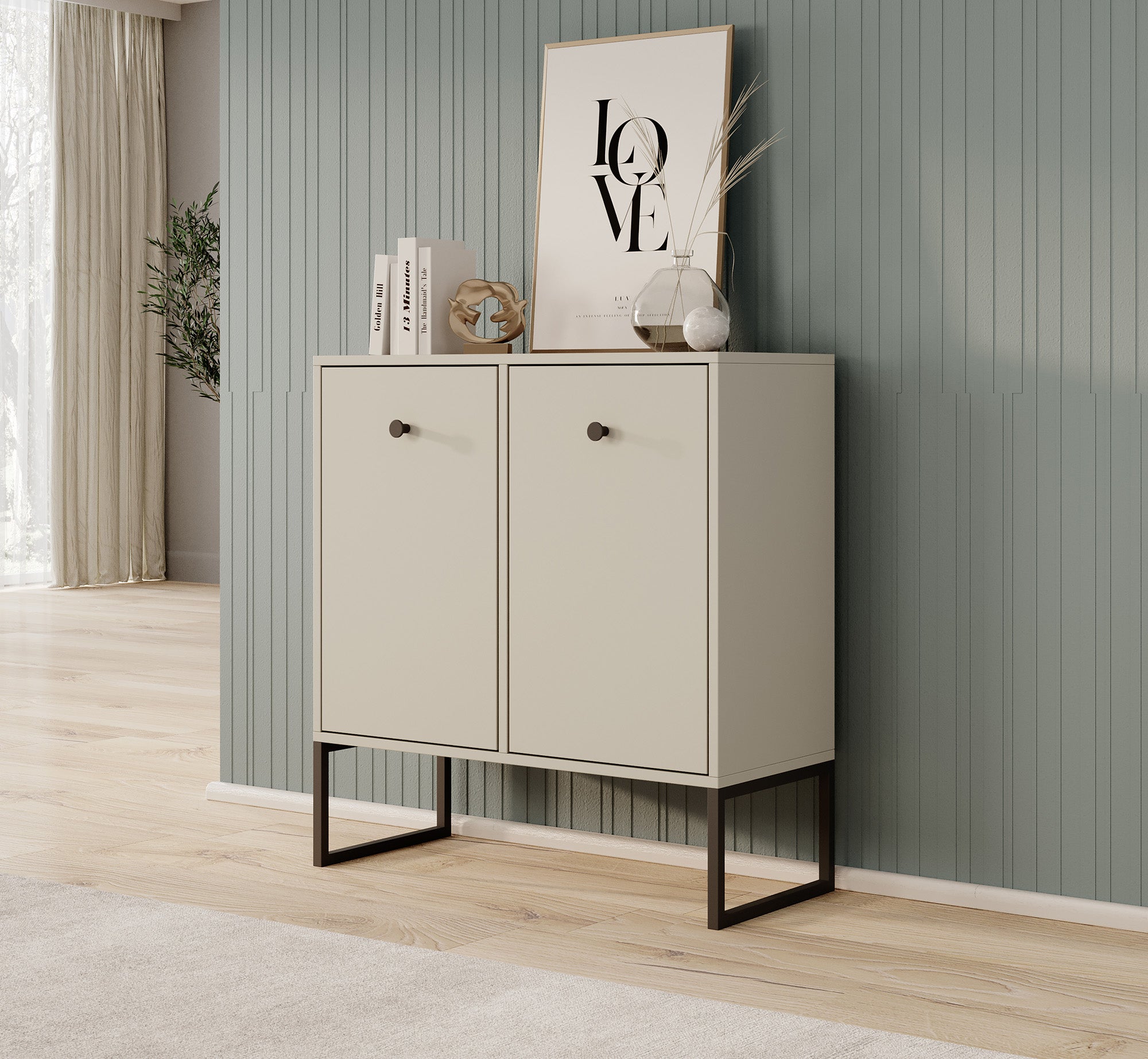 Meubella - Dressoir Lyndall - Beige - 77 cm