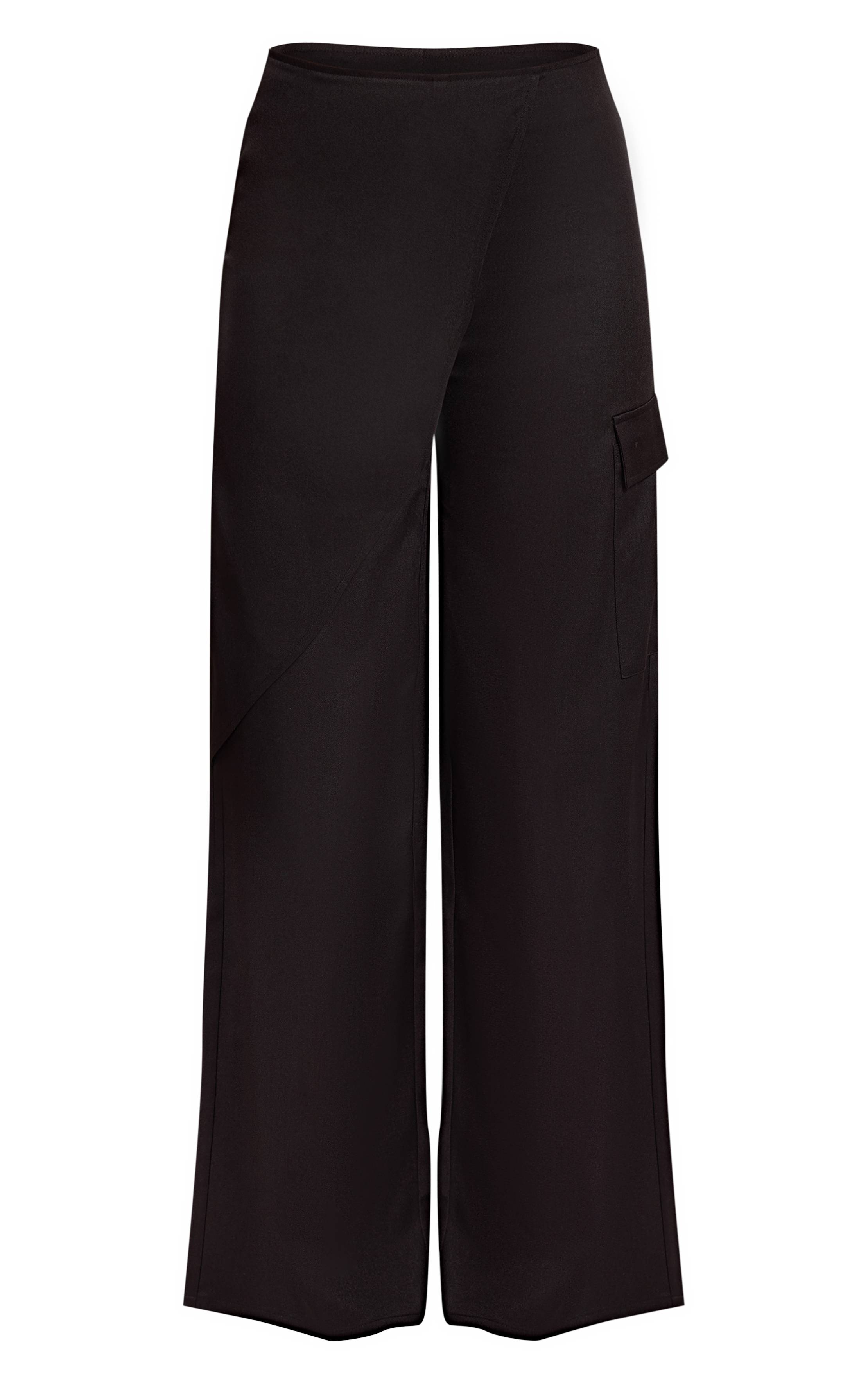Noir Pantalon Cargo Tall Tissé À Détail Cache-cœur