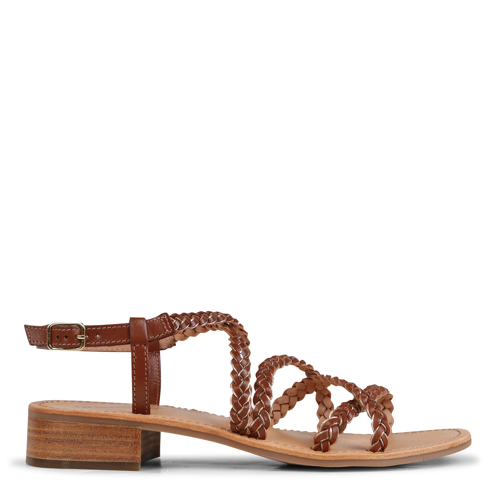 HAPIRON - Sandales à petit talon en cuir | Marron