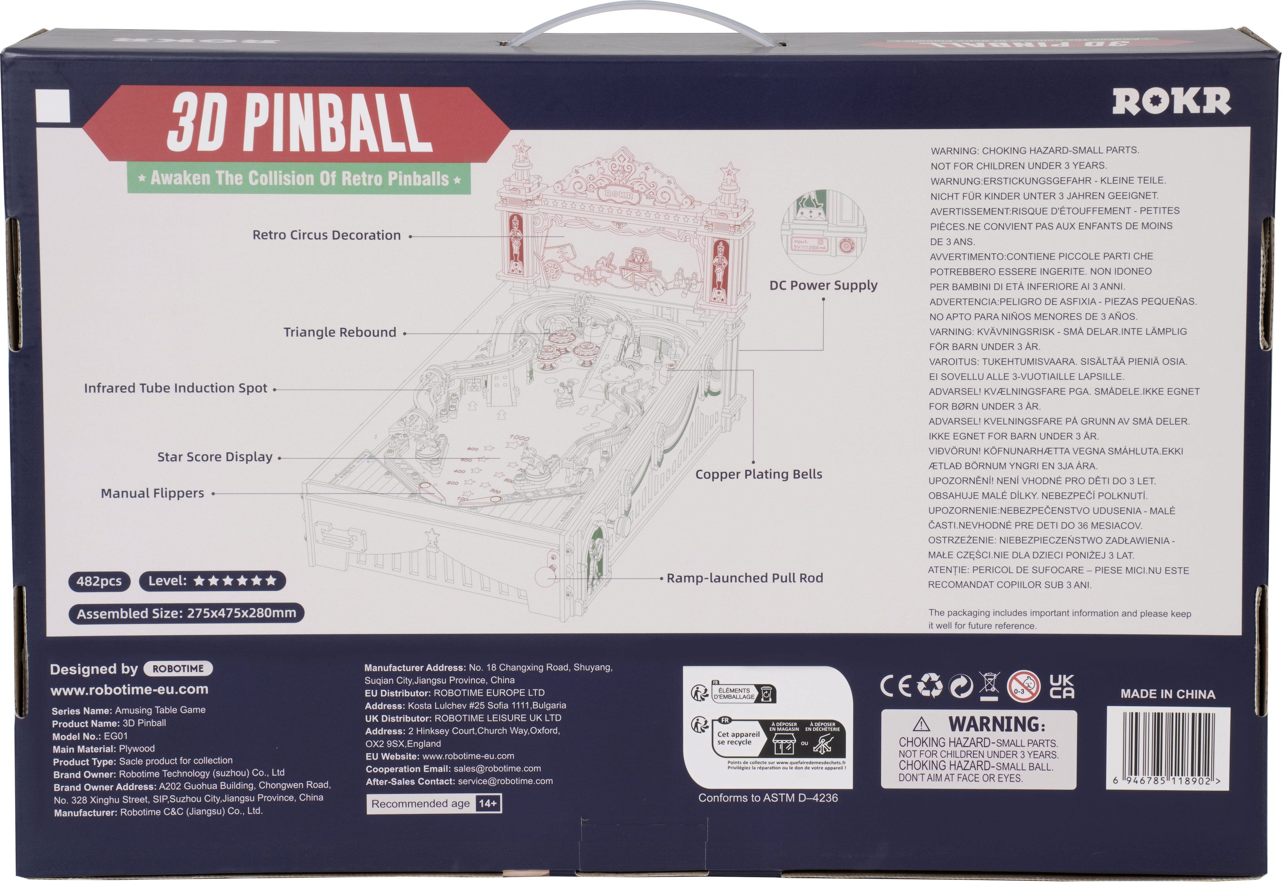 ROKR  3D Pinball Machine    3D Holzpuzzle: Baue dir deinen Highscore