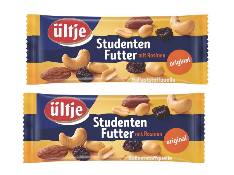 Ültje Studentenfutter 2 x 50 g Hochwertiger Mix aus Nüssen, Mandeln und Rosinen