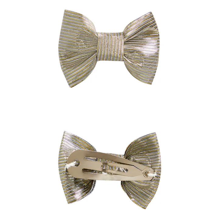 Bonpoint Set 2 Barrettes Nœuds Miniclic - Collection Cérémonie  | Doré