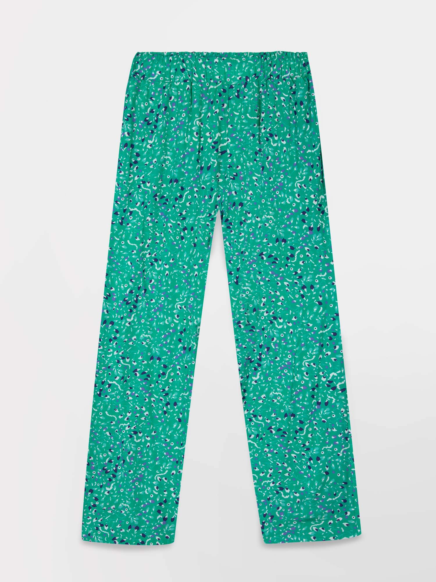 Pantalon Femme Fluide Taille Haute Elastiquée Vert