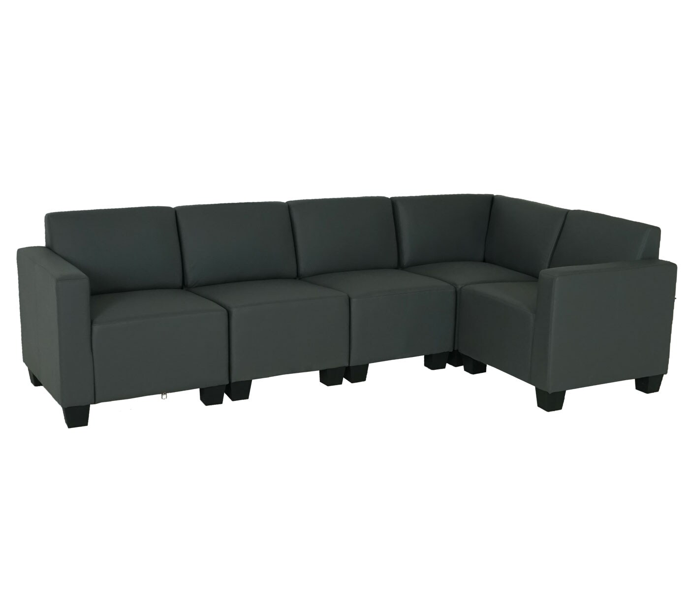 Modular Sofa-System Couch-Garnitur Moncalieri 5, Kunstleder ~ dunkelgrau