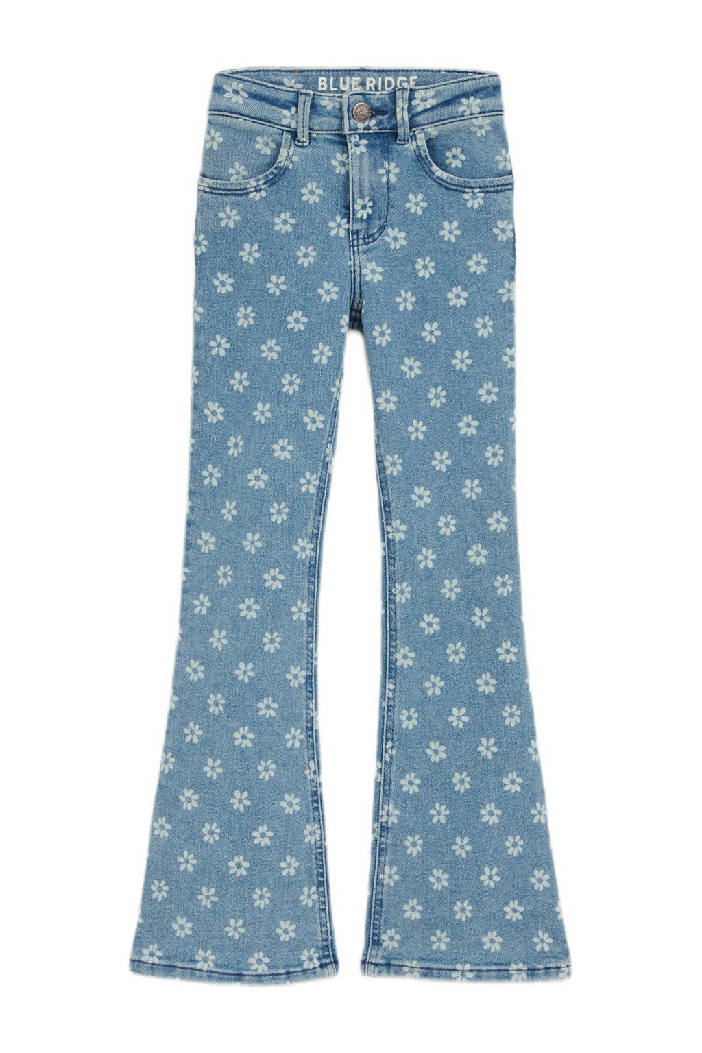 WE Fashion gebloemde flared jeans blue violet