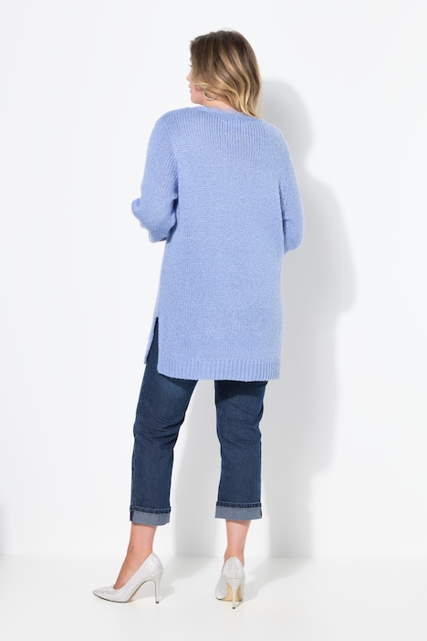 Pullover, Classic Fit, Grobstrick, Ausschnitt mit Spitze